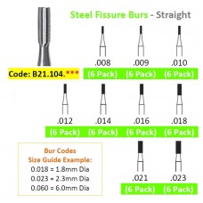Edenta Steel Fissure Burs 21.104.0** - Straight - Pack 5 (Some stock in Pack 6 - Prices reflect this) - Options Available